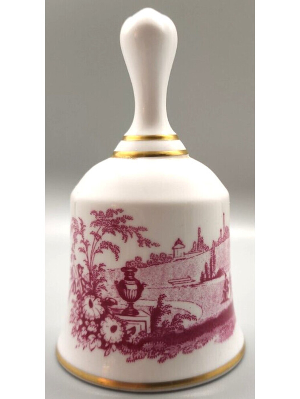 Danbury Mint Bells of the World Spode Dinner Bell - Red/Pink & White - England